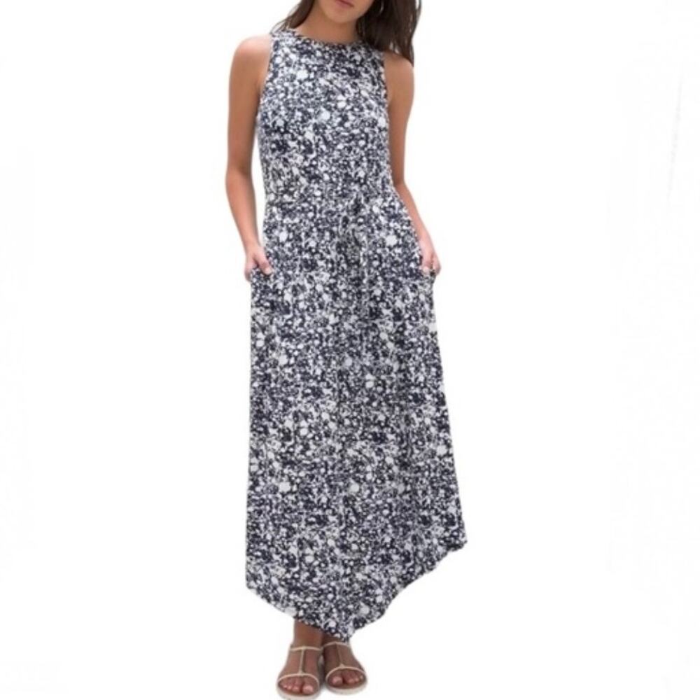 Soma Weekend L Soft Jersey Handkerchief Bra Dress Navy Belted Splatter